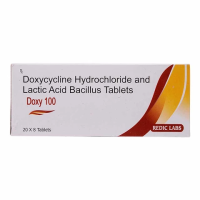 Box of generic Doxycycline 100mg tablet